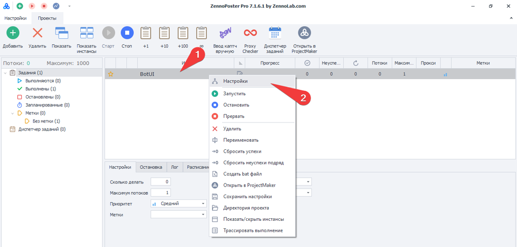 Project input settings