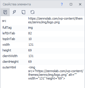 Element properties panel