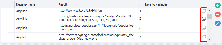 List of regular expressions